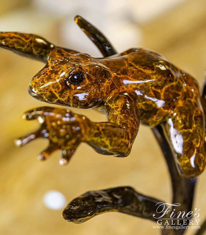 Bronze Statues  - Baked Enamel Bronze Jumping Frog - BS-1704